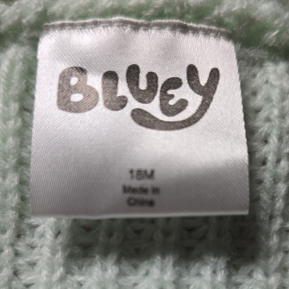 Bluey Kids Mint Green Sweater with Strawberry Design - Picture 3 of 3